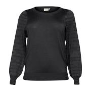 Kaffe Curve Svart Ostron Stickad Tröja Pullover Gray, Dam