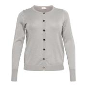 Kaffe Curve Glimmer Cardigan Grå Silver Metallic Gray, Dam