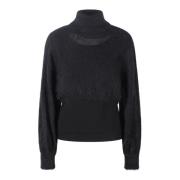 Alberta Ferretti Mohair Turtleneck Sweater Fw24 Black, Dam