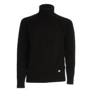 C.p. Company Svart Ull Turtleneck Stickatplagg Aw24 Black, Herr