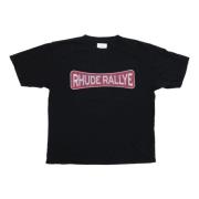 Rhude Svart Rallye Tee med Urban Grafik Black, Herr