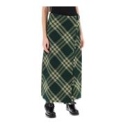 Burberry Faded Check Wool Twill Kilt Green, Dam