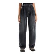 Brunello Cucinelli Kurviga Breda Ben Höga Jeans Black, Dam