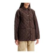 Saks Potts Quiltad Diamantjacka med Corduroy Trim Brown, Dam