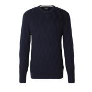 Boss Stickad Crewneck-tröja Blue, Herr