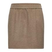 Max Mara Broderad Logotyp Ullblandad Minikjol Brown, Dam