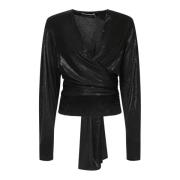 IRO Svart Crossover Blus Elegantt Statement Plagg Black, Dam