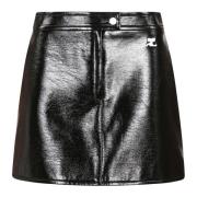 Courrèges Vinyl Mini Kjol Reedition Black, Dam