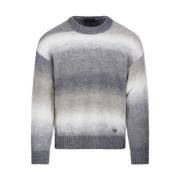 Emporio Armani Melange Rund Hals Pullover Gray, Herr