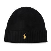 Ralph Lauren Svart Signature Pony Wool Beanie Black, Herr