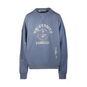 Golden Goose Vintage College Print Crew Neck Sweatshirt Blue, Dam