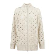 Brunello Cucinelli Stilren dragkedja kofta White, Dam