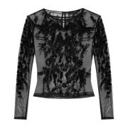 AllSaints Top Greta med skimrande paljetter Black, Dam