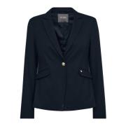 MOS Mosh Randig Blazer med V-Hals Krage Blue, Dam