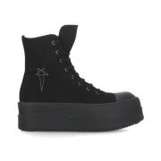 Rick Owens Svarta höga sneakers med logotyp Black, Herr