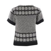 Bally Geometrisk Stickad Pullover Tröja Black, Dam