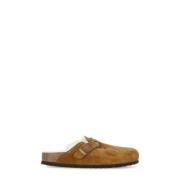 Birkenstock Brun Mocka Sandaler med Shearling Foder Brown, Dam