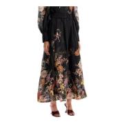 Zimmermann Blommig Maxi Kjol med Rynkdetaljer Multicolor, Dam