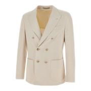 Eleventy Beige Linen Blend Blazer Beige, Herr