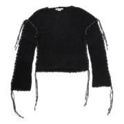 Acne Studios Svart Stickad Tröja med Drop Shoulder Black, Dam