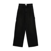 Isabel Marant Étoile Svarta Wide Leg Jeans med Fickor Black, Dam