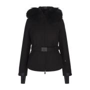 Moncler Svart Bauges dunjacka med Shearling kant Black, Dam