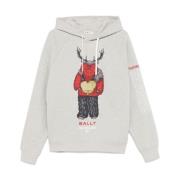 Bally Grafiskt Tryck Hoodie Gray, Herr