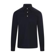 Kiton Blå Polo Tröja Bomull Jersey Blue, Herr