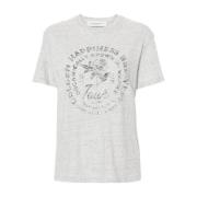 Golden Goose Melange Effect Logo Print Crew Neck T-shirt Gray, Dam