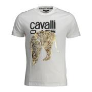 Cavalli Class Kortärmad Vit Herr T-shirt Logotyptryck White, Herr