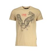 Cavalli Class Beige Bomull Logo Print T-shirt Beige, Herr