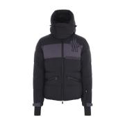 Moncler Svarta Grenoble Kappor med Logotyp Black, Herr