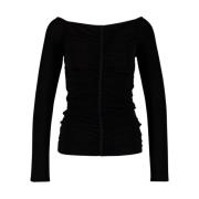 Givenchy Elegant Ruched Black Top Black, Dam