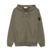 Stone Island Ekologisk bomullshoodie med dragkedja Gray, Herr