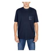 Armani Exchange Blå Plain Kortärmad T-shirt Blue, Herr