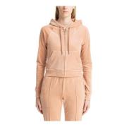 Juicy Couture Enfärgad Logo Hoodie med Dragsko Pink, Dam