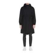 Max Mara Svart Parka Kappa Essentiell Vinterstil Black, Dam