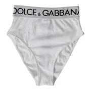 Dolce & Gabbana Vit Bomull Logo Underkläder Panty White, Dam