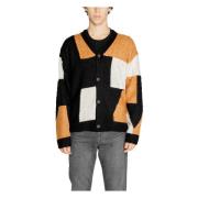 Jack & Jones Svart geometrisk stickat med knappfäste Black, Herr