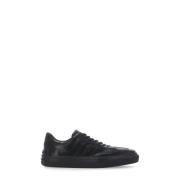 Tod's Svarta Lädersneakers Rund Tå Black, Herr