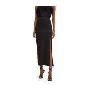 Twinset Svart Midi Kjol Elastisk Midja Black, Dam