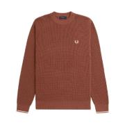 Fred Perry Brun Crew Neck Sweater Aw24 Brown, Herr