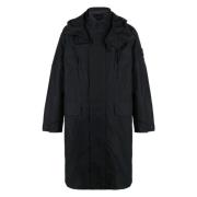 Stone Island Oversized Fit Coat Made in China Black, Herr