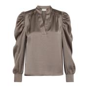 Neo Noir Elegant Sateen Blus Warm Grey Gray, Dam