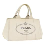 Prada Vintage Pre-owned Canvas totevskor Beige, Dam