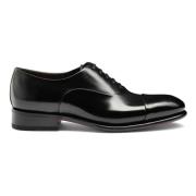 Santoni Oxford-sko i läder med snörning Black, Herr