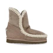 Mou Grå Shearling Boots med Ullsömnad Gray, Dam