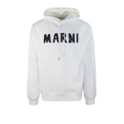 Marni Vit Hoodie Löst Passform Bomullströja White, Herr