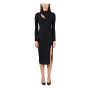 Just Cavalli Lurex Jersey Midi Klänning med Cut-Out Black, Dam