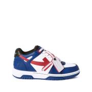 Off White Marinblå Läder Sneakers Pilar Blue, Herr